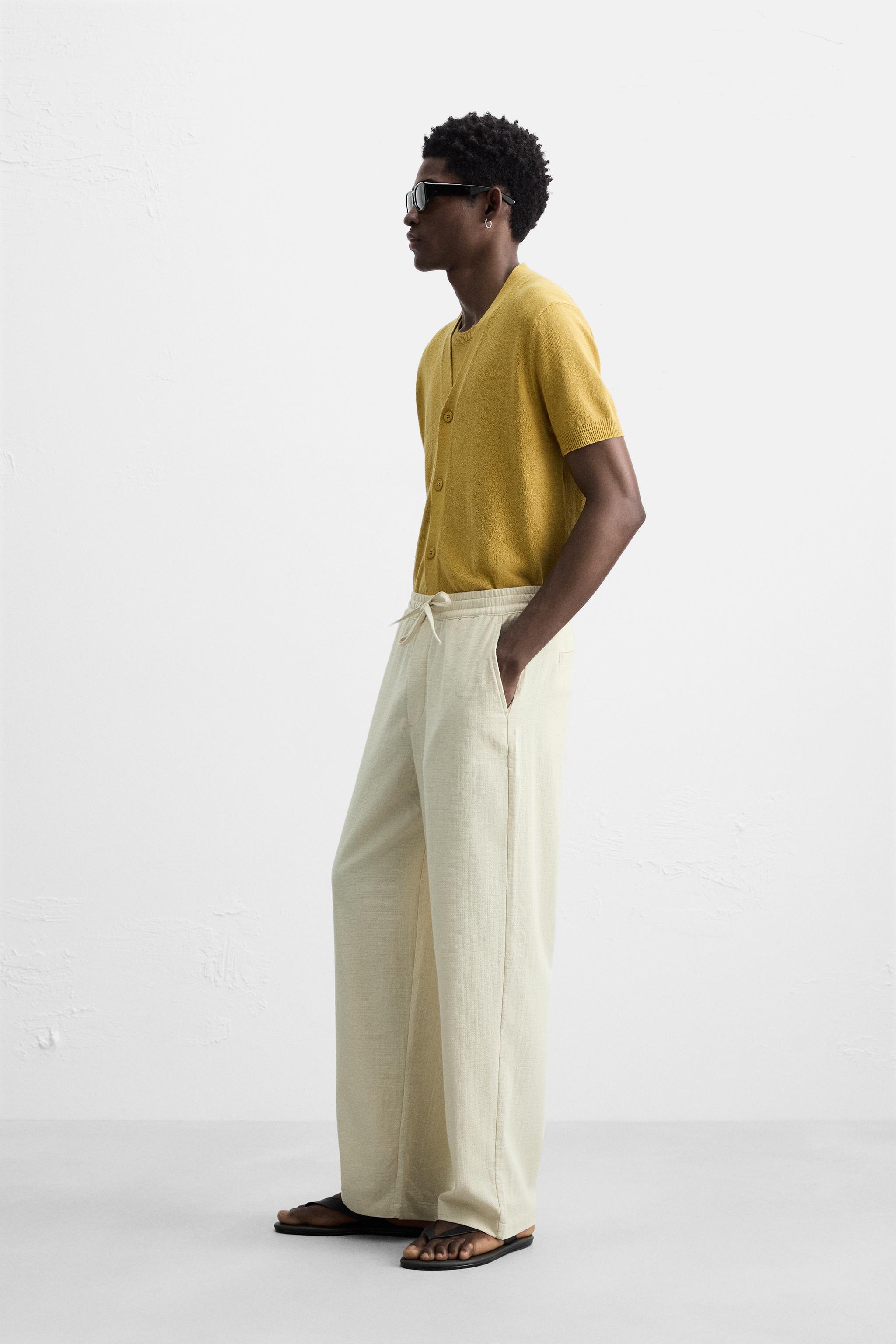 TEXTURED JACQUARD PANTS - Ecru | ZARA United States