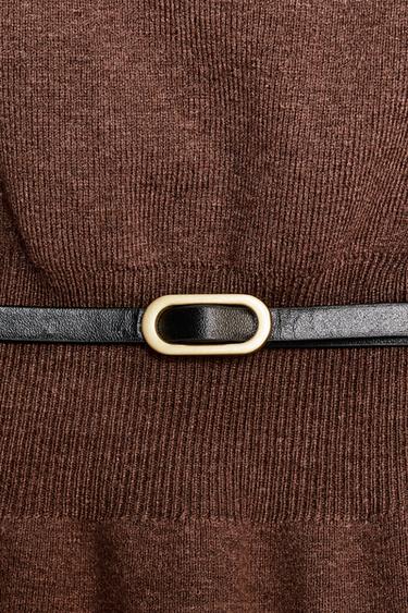 KNITTED CAPE TOP WITH BELT - Brown by Zara - Image 4