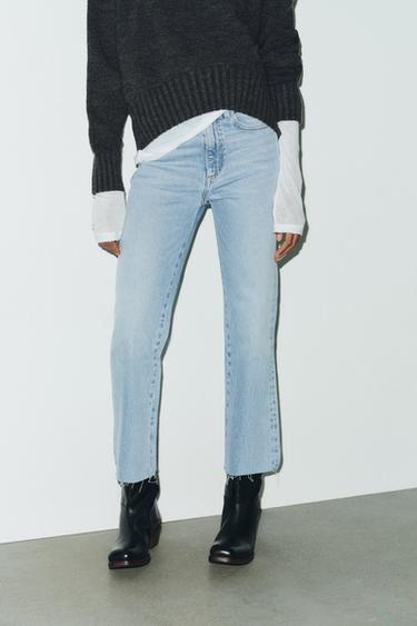 TRF HIGH-WAIST CROPPED FLARE JEANS - Light blue by Zara