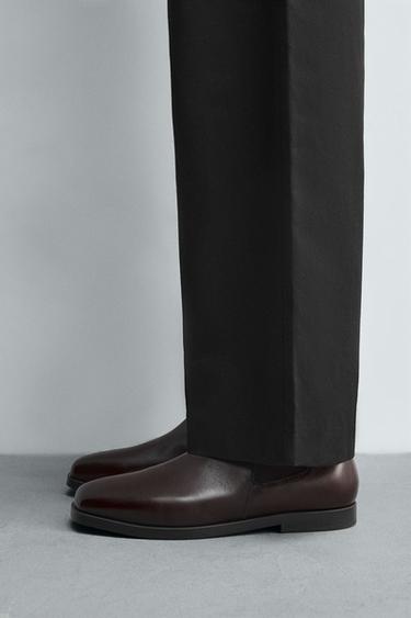 Zara LEATHER CHELSEA BOOTS - Burgundy Red - Image 0