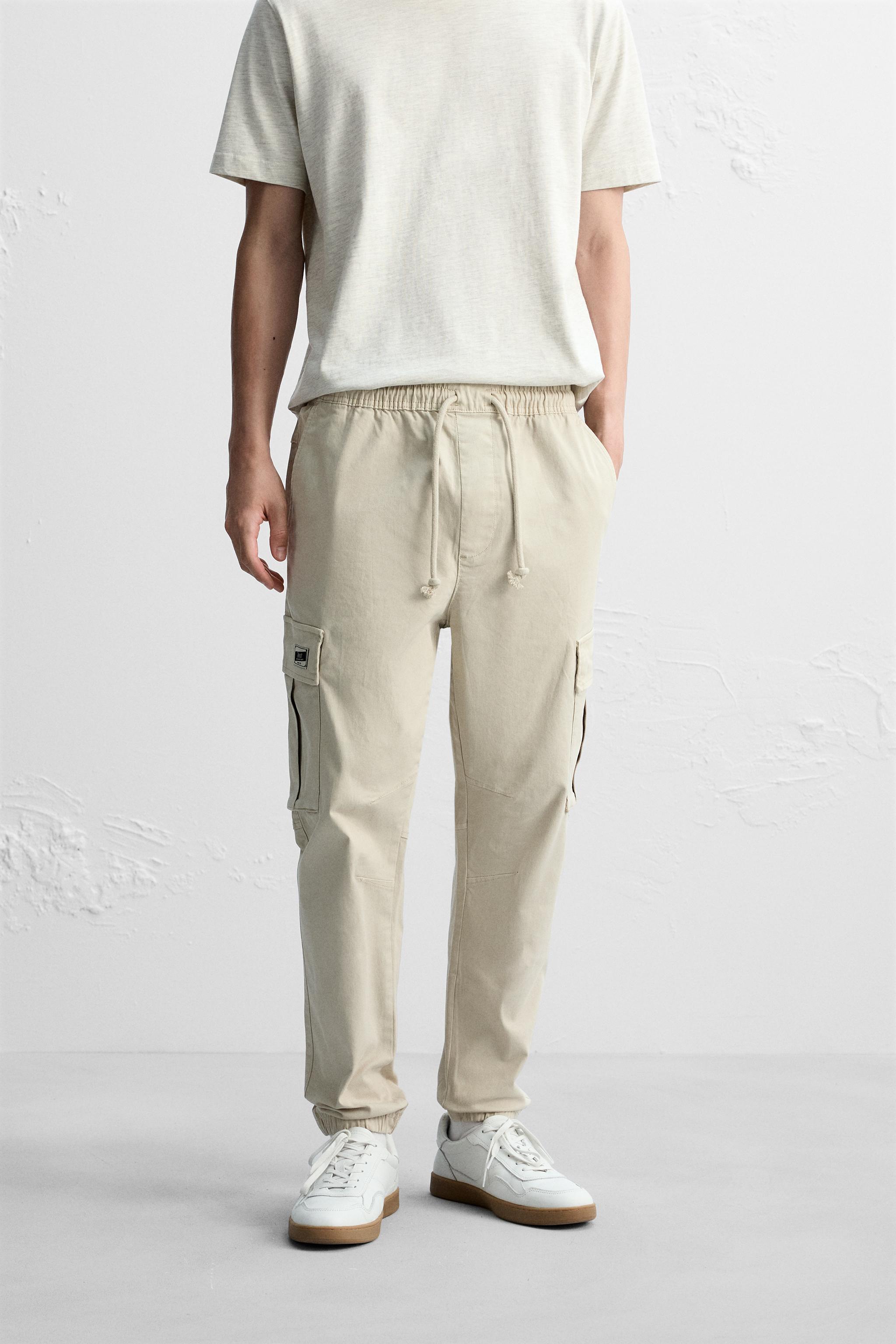 Pantalon Cargo Zara Pocket Hombre Beige Color Pantalon Sport Cargo