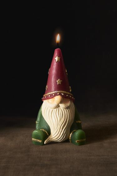 DECORATIVE CHRISTMAS GNOME CANDLE — Green 1