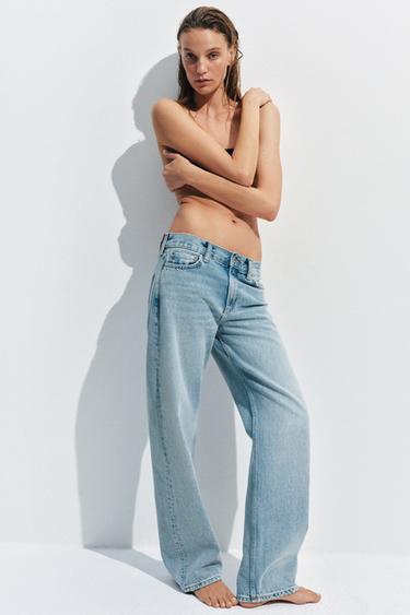 Zara ZW COLLECTION LOW RISE STRAIGHT LEG JEANS - Light blue
