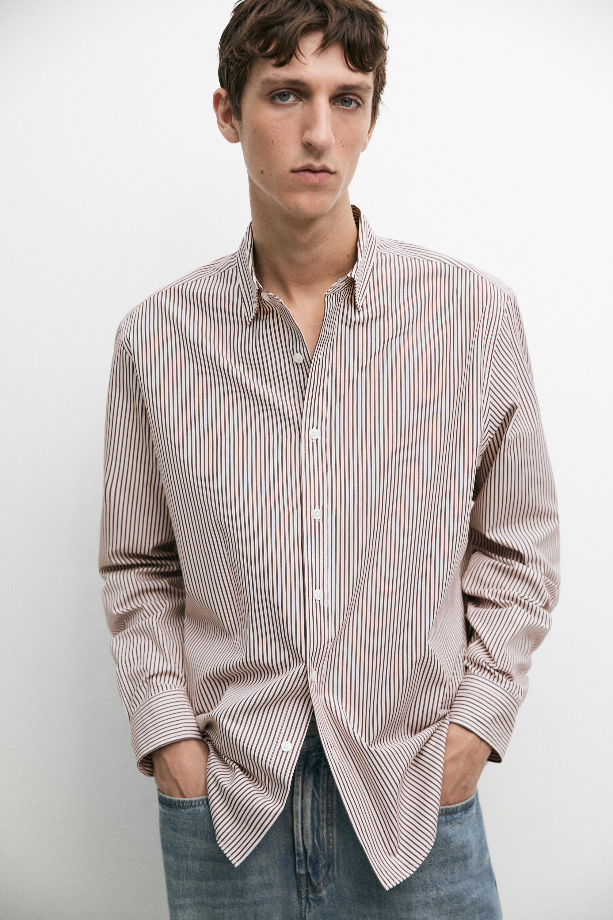 100% cotton regular fit striped shirt