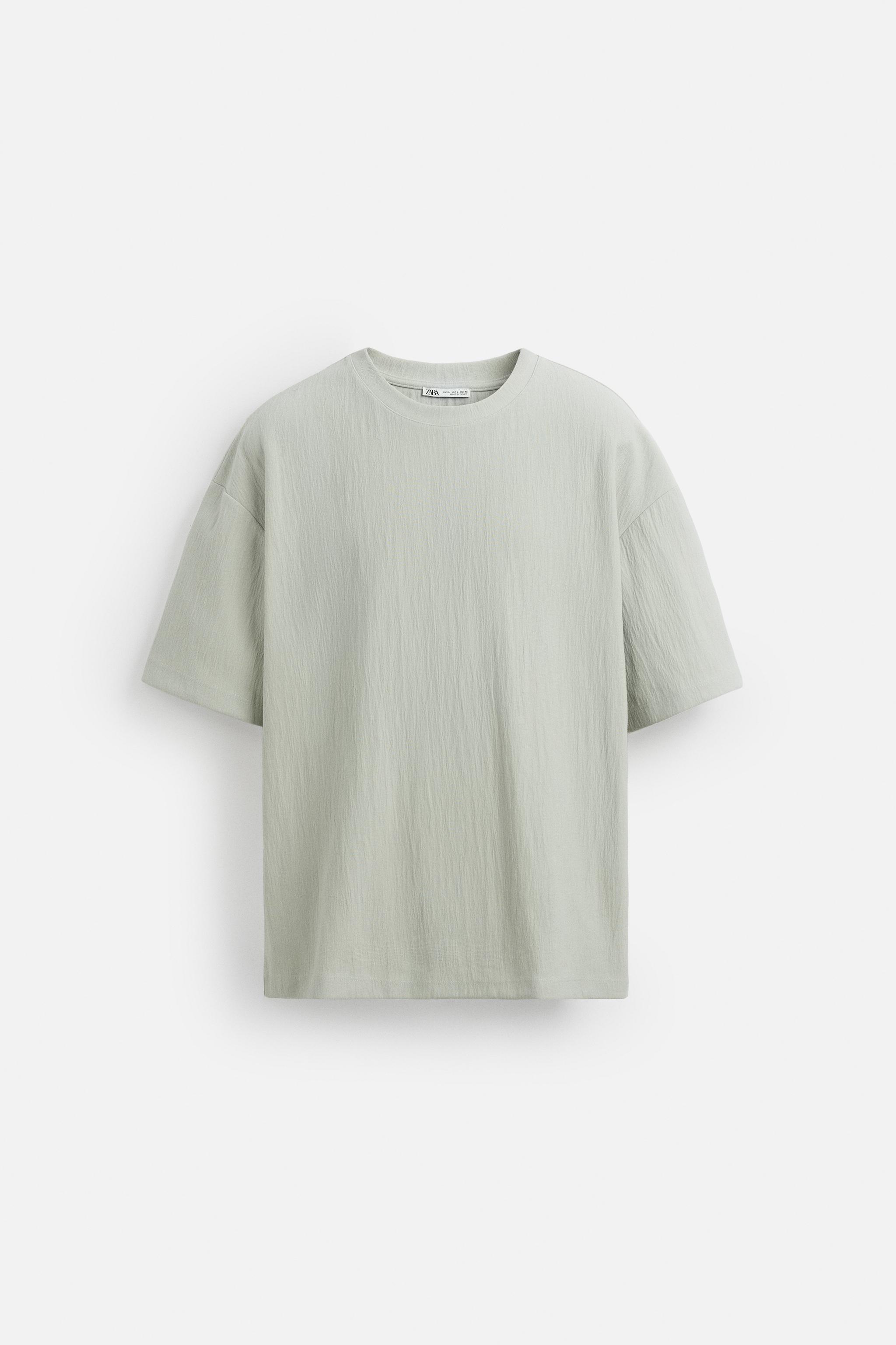 リラックスフィット テクスチャー素材Tシャツ - ブラック | ZARA