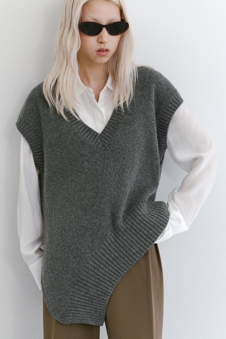 WOOL BLEND ASYMMETRIC WAISTCOAT