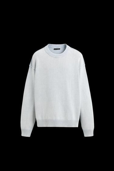 Zara WASHED REVERSE EFFECT SWEATER - Sky blue - Image 0