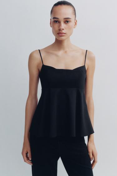 PEPLUM CAMISOLE TOP - Black by Zara - Image 1
