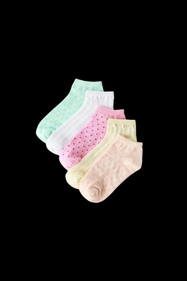 PACK CINCO CALCETINES CORTOS CORAZONES Y ESTRUCTURA - Rosa de Zara - Imagen 0