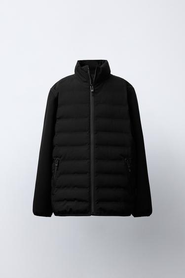 QUILTED JACKET WITH NEOPRENE SLEEVES - Black by Zara