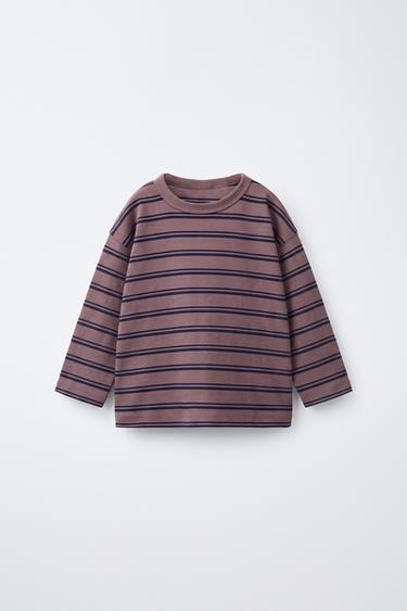HEAVYWEIGHT STRIPED T-SHIRT — Light maroon 1