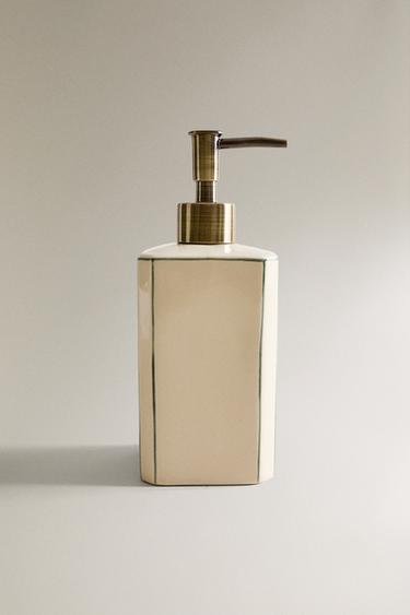 OCTAGONAL SOAP DISPENSER - Green / Ecru by Zara
