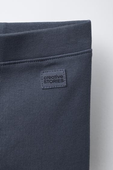 RIBBED LEGGINGS WITH LABEL - Steel by Zara