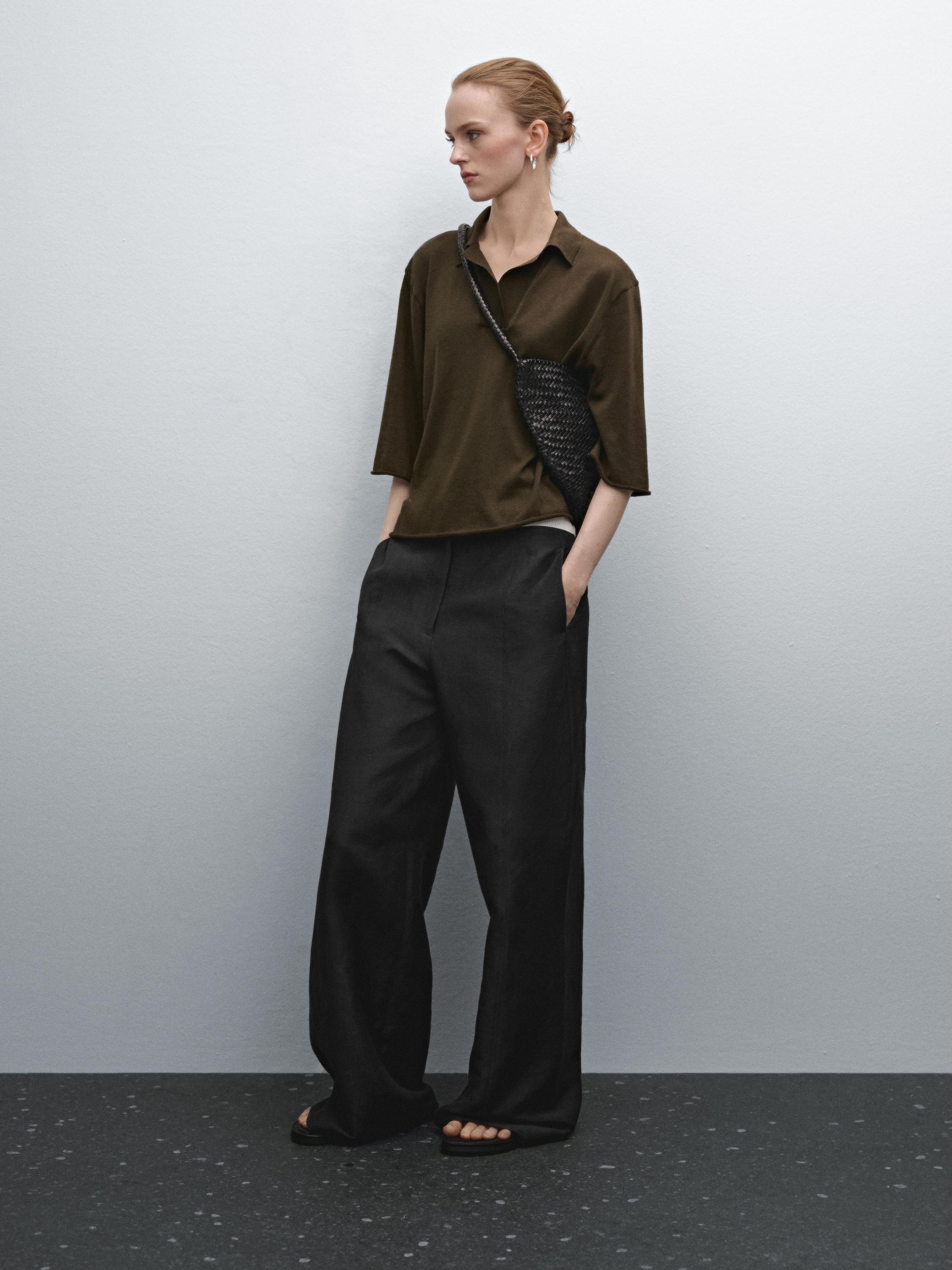 100% cotton knit polo shirt - Dark khaki | ZARA United States