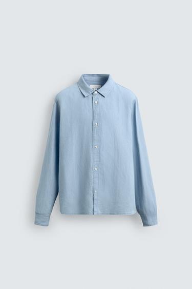 LIGHTWEIGHT DENIM SHIRT - Sky blue by Zara
