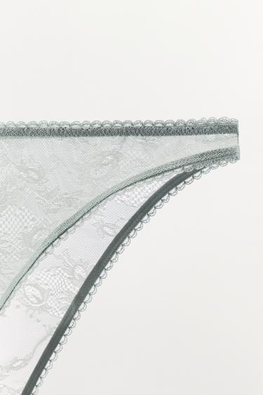 LACE TRIM MESH BRIEFS - Grey by Zara - Image 4