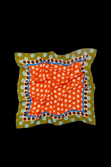 100% VISCOSE POLKA DOT SCARF - Orange by Zara