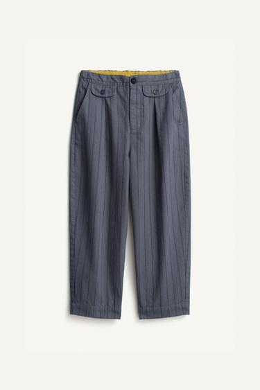 LIMITED EDITION STRIPED RELAXED FIT TROUSERS - Grey / Blue by Zara