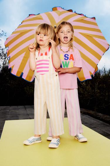CASA LAWA © X ZARA KIDS STRIPED CONTRAST TROUSERS - Pastel pink by Zara