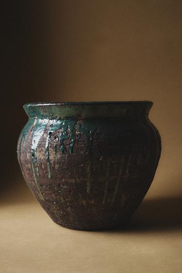 VASE TERRACOTTA EFFET COULURE - Kaki de Zara - Image 4
