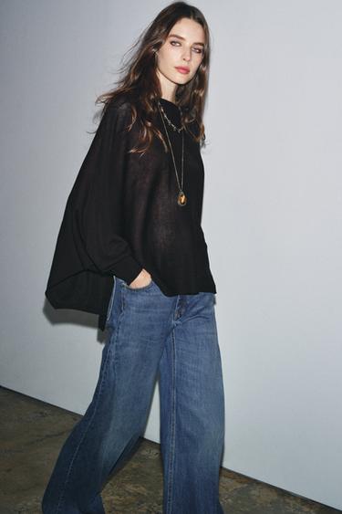 PLAIN KNIT SWEATER - Black by Zara