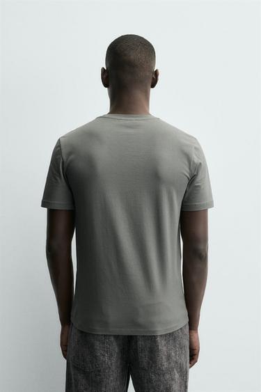 BASIC SLIM FIT T-SHIRT /01 - Greenish by Zara - Image 2