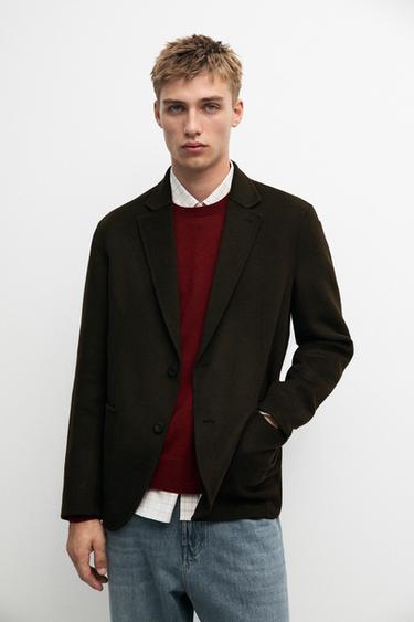 Blazer en laine mélangée tissu double - Chocolat de Zara