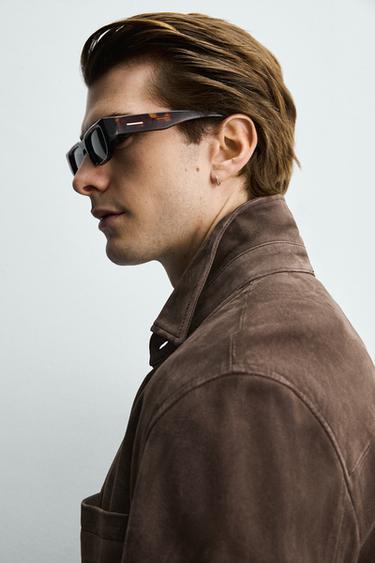 SURCHEMISE EN CUIR DAIM - Chocolat de Zara - Image 5