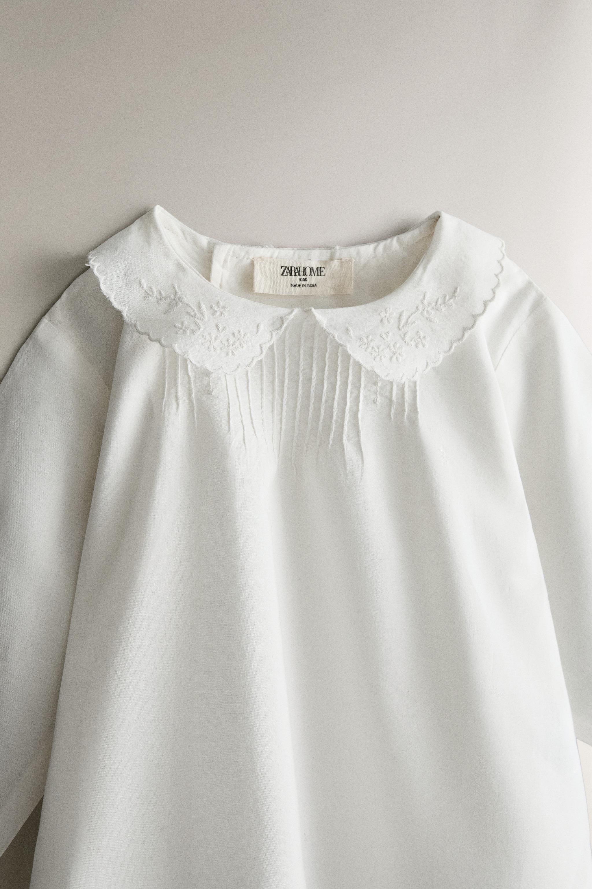EMBROIDERED BABY SHIRT — Oyster-white