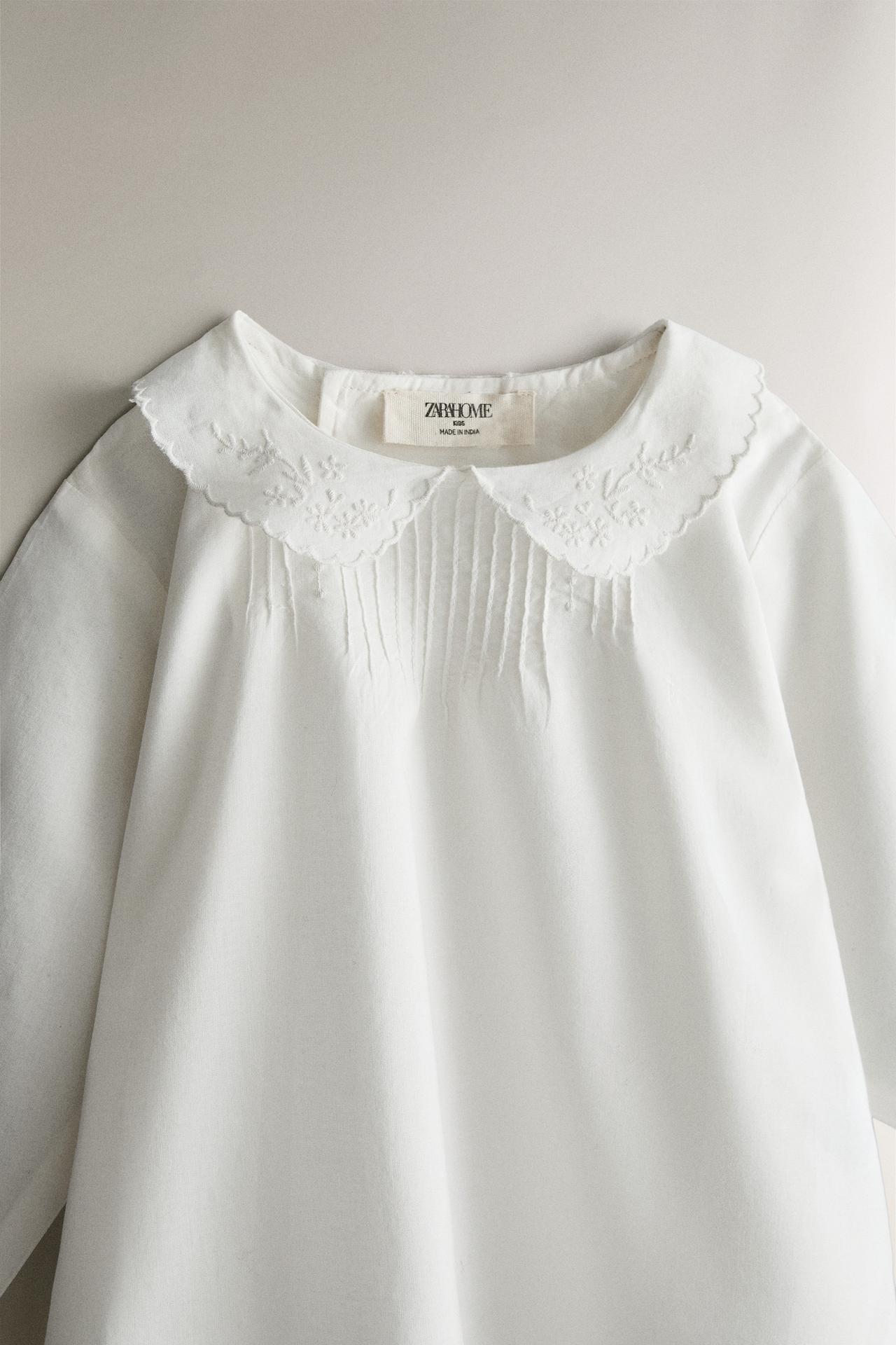EMBROIDERED BABY SHIRT — Oyster-white