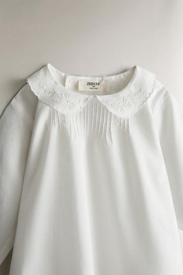 EMBROIDERED BABY SHIRT — Oyster-white 2