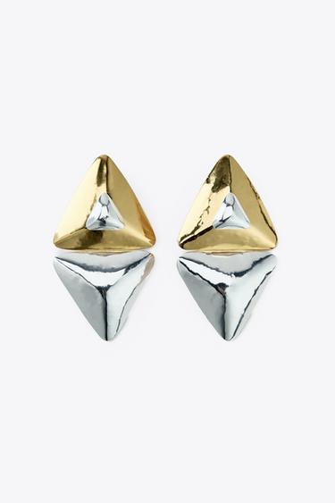 Zara MISMATCHED GEOMETRIC EARRINGS - Gold / Silver