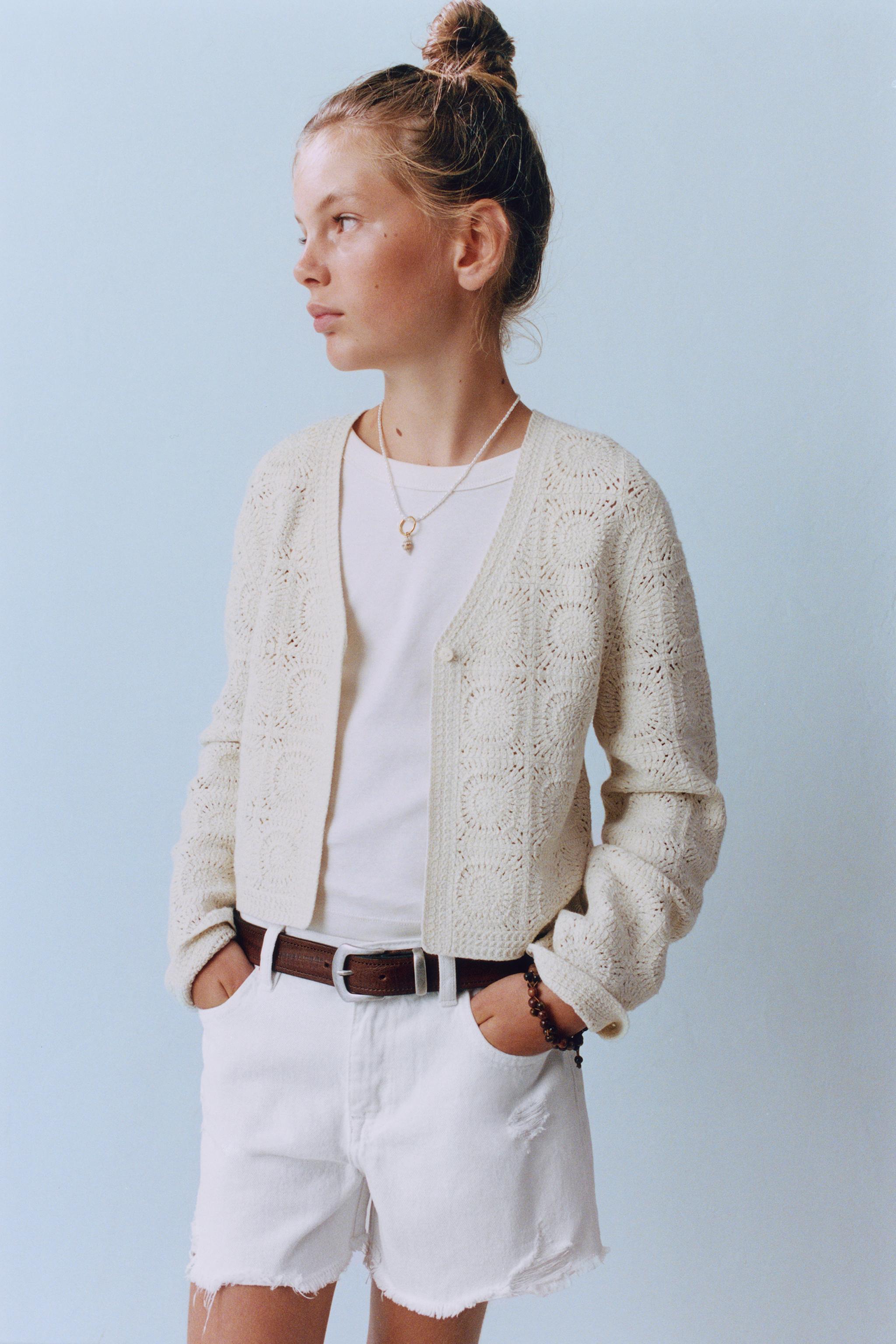 CROCHET FLORAL CARDIGAN - Ecru | ZARA United States