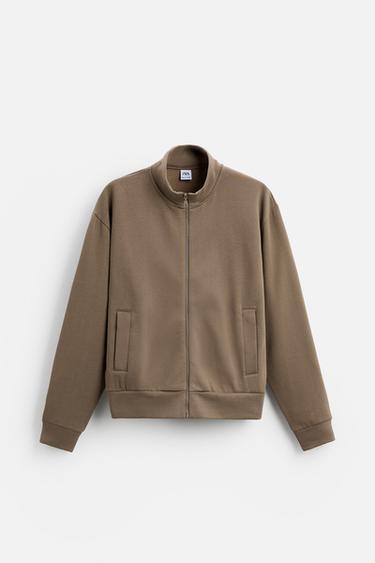 SWEATSHIRT WITH ZIP - Brown by Zara