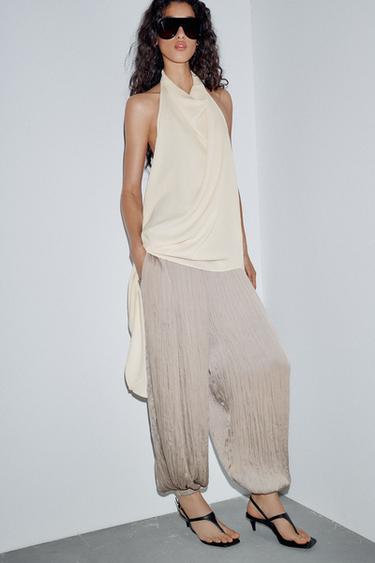 PANTALÓN BOMBACHO ZW COLLECTION - Marrón / Topo de Zara - Imagen 0