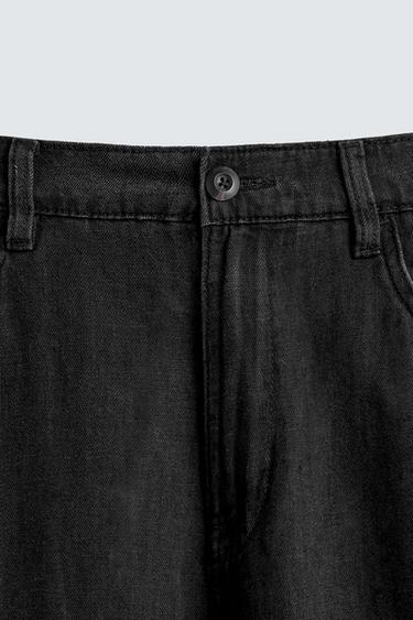 Zara LIGHTWEIGHT LOOSE WIDE FIT JEANS - Black