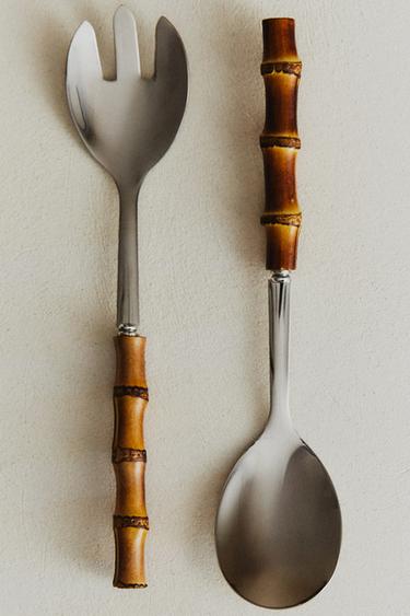 BAMBUS-SALATBESTECK-SET (2ER-SET) - Braun von Zara