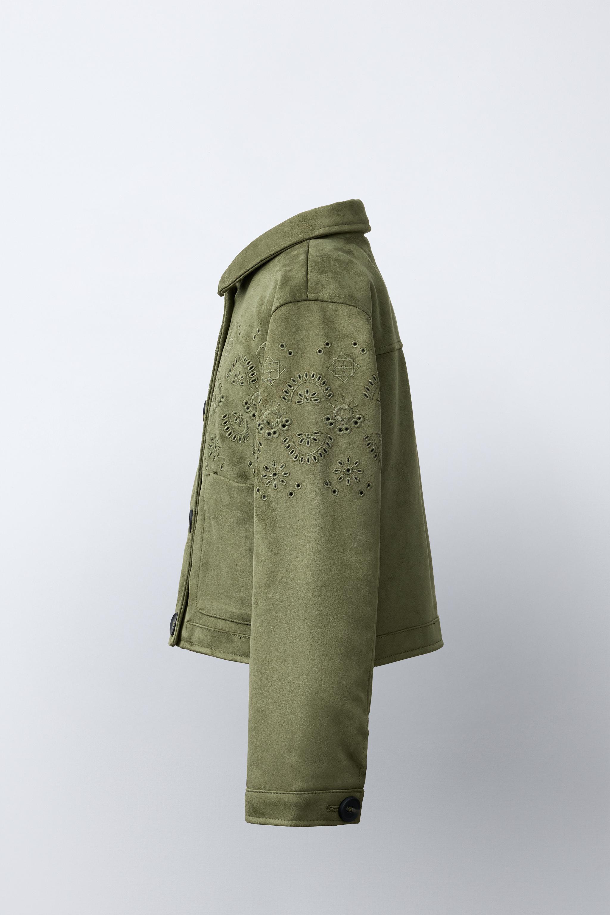 VESTE EFFET DAIM BRODERIES