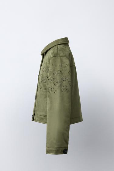 VESTE EFFET DAIM BRODERIES - Kaki de Zara - Image 2