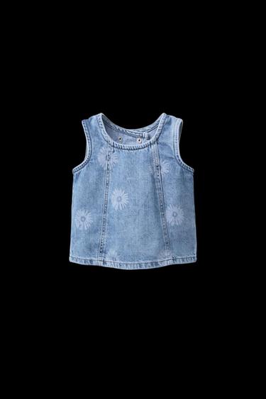 DENIM-TOP MIT BLUMENPRINT - Hellblau von Zara - Bild 0