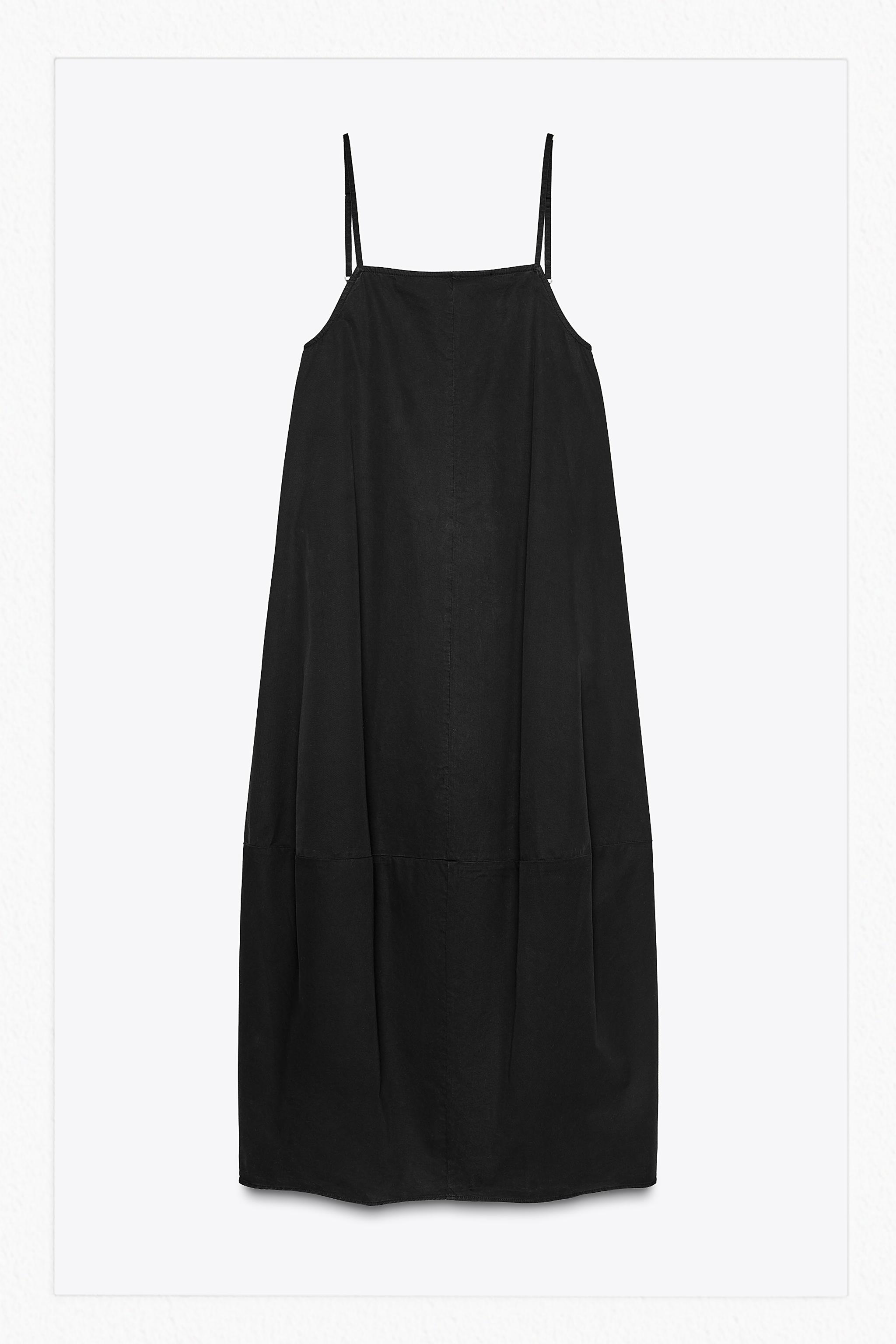 【ZARA】ロング丈サテンワンピース ブラック | 2968/052/800 ロング丈サテンワンピース - ブラック | ZARA Japan / 日本