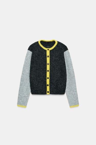 Zara COLOR BLOCK CARDIGAN - Multicolored