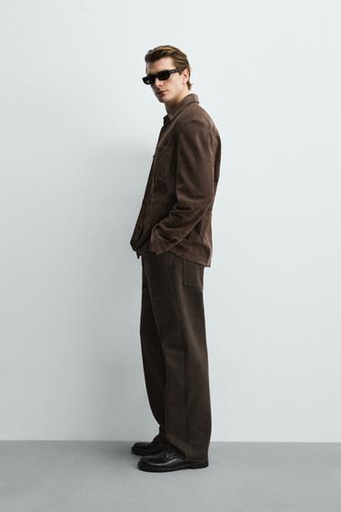 КУРТКА-РУБАШКА ИЗ ЗАМШИ — ШОКОЛАДНЫЙ от Zara