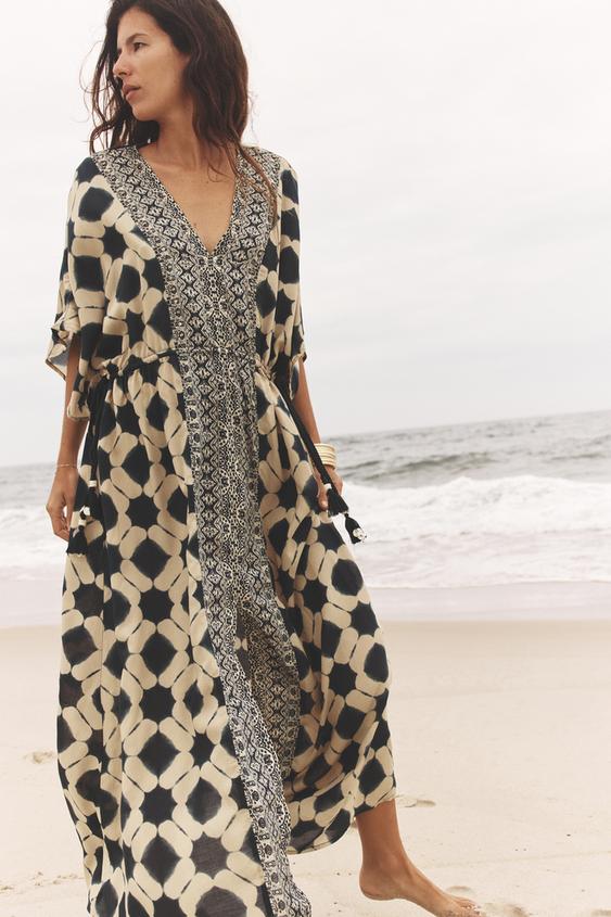 VZOROVANÉ ŠATY STŘIHU KAFTAN - Vícebarevná od Zara - Obrázek 1