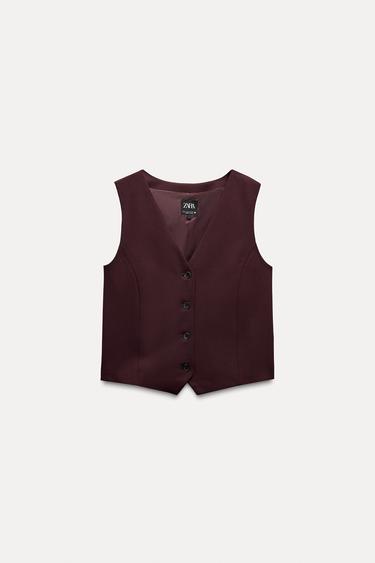 TAILORED WAISTCOAT - Burgundy by Zara