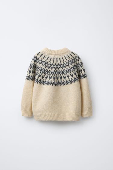 PULL EN MAILLE JACQUARD AVEC LAINE ET ALPAGA - Vanille de Zara - Image 1