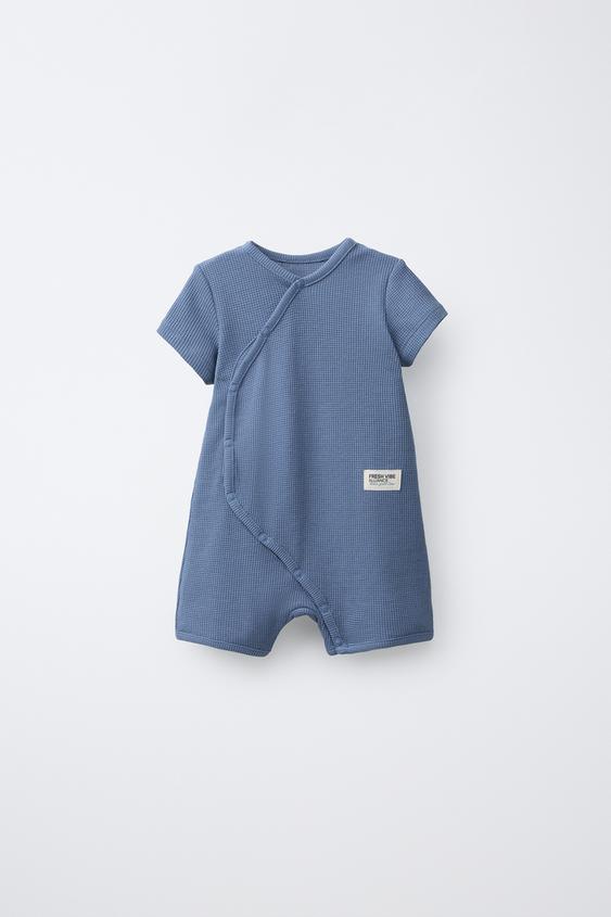 SHORT WAFFLE-KNIT SLEEPSUIT - Blue by Zara - Image 0