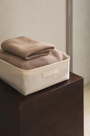 Zara LINEN ORGANIZER BASKET - Light beige