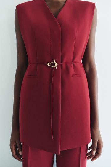 ЕЛЕК С КОЛАН И ШЛИЦОВЕ ZW COLLECTION - Бургунди от Zara