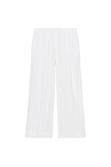 PANTALÓN FLUIDO LAZADA - Blanco de Zara